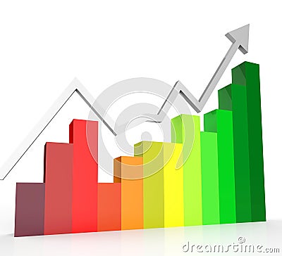 Increasing Graph Shows Financial Report And Biz Stock Photo