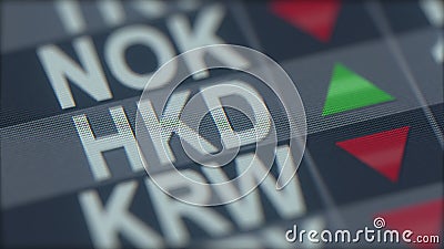 Increasing Hong Kong Dollar exchange rate indicator on computer screen. HKD forex ticker. 3D rendering Stock Photo