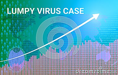 daily increasing lumpy virus case background with graphs, numbers and world map Stock Photo
