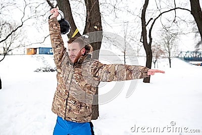 Increasing muscular endurance with kettlebell Stock Photo