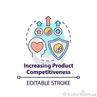 Increasing product competitiveness concept icon Vector Illustration