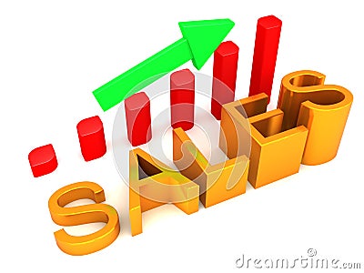 Increasing Sales Graph Cartoon Illustration