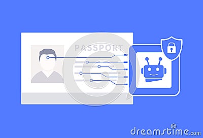 Increasing use of AI in travel and border control, AML, KYC, emphasizing the importance of secure identification and the Vector Illustration