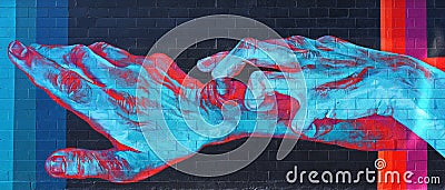 Incredible gaffiti wall art in Detroit Editorial Stock Photo