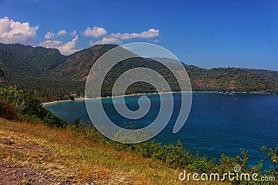Incredible views of the beach of Gili Air Lombok Indonesia used for tourism promotion and design Stock Photo