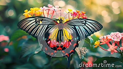 Incredibly detailed, very large butterfly, its intricate wings mesmerize viewers, Ai Generated Stock Photo