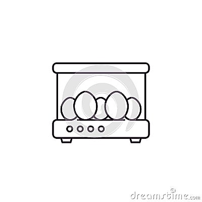 Incubator with the eggs, line icon Vector Illustration