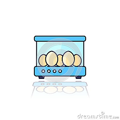 Incubator with the eggs, vector outlined icon Vector Illustration