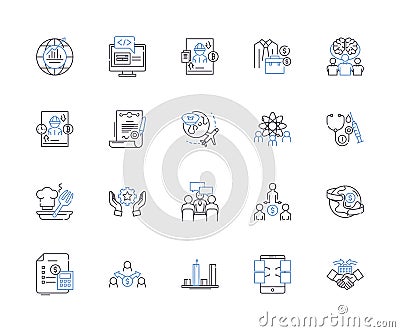 Incubators and Accelerators outline icons collection. Incubators, Accelerators, Startups, Innovation, Mentoring Vector Illustration