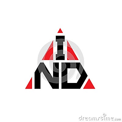 IND triangle letter logo design with triangle shape. IND triangle logo design monogram. IND triangle vector logo template with red Vector Illustration