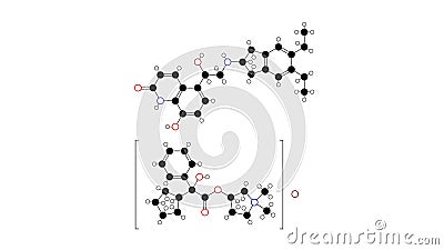 indacaterol glycopyrronium bromide molecule, structural chemical formula, ball-and-stick model, isolated image beta-adrenoceptor Stock Photo