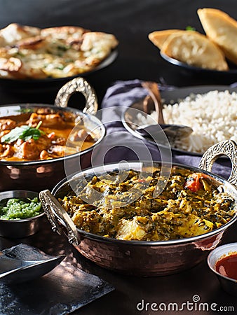 Indain saag paneer curry in bowl Stock Photo