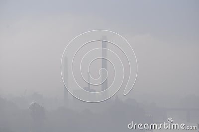 Indastrial plant in a gray smoke Stock Photo