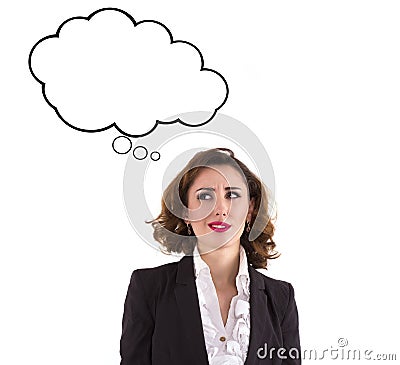 Indecision young businesswoman.Space for text Stock Photo