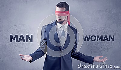 Indecisive covered businessman decree Stock Photo