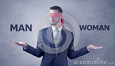 Indecisive covered businessman decree Stock Photo