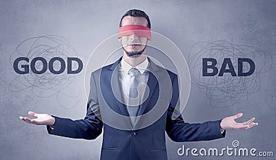 Indecisive covered businessman decree Stock Photo