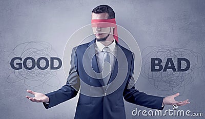 Indecisive covered businessman decree Stock Photo