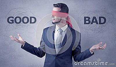 Indecisive covered businessman decree Stock Photo