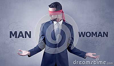 Indecisive covered businessman decree Stock Photo