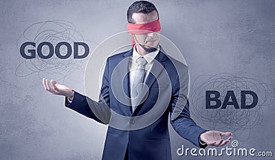 Indecisive covered businessman decree Stock Photo