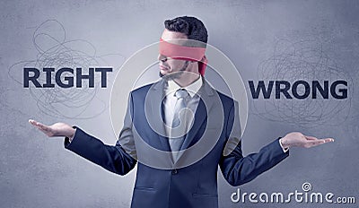 Indecisive covered businessman decree Stock Photo