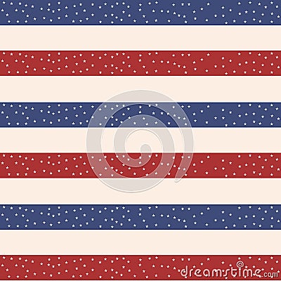 Independence Day of America seamless pattern. July 4th endless background. USA national holiday repeating texture with stars. Vect Vector Illustration