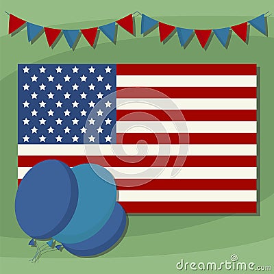 Independence Day, American flag. Vector Illustration