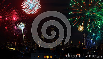 Independence day fireworks over Manhattan, New York city Stock Photo