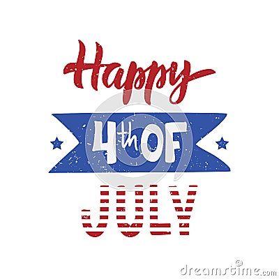 Hand lettering Happy 4th of July Stock Photo