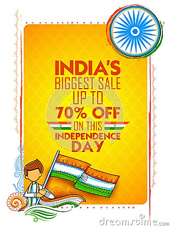 Independence Day of India sale banner with Indian flag tricolor Vector Illustration