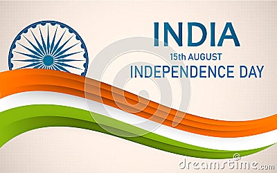 Independence Day of India. 15 th of August. Concept background with Ashoka wheel. Vector Illustration