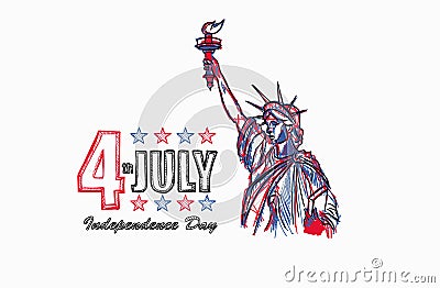 Independence Day 4 of July.hand-drawn statue of liberty. Stock Photo