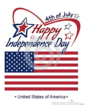 Independence Day lettering card. 4th of July Vector Illustration