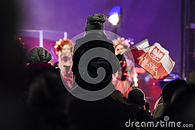 Independence Day in Poland, a child holding the flag of Poland Editorial Stock Photo