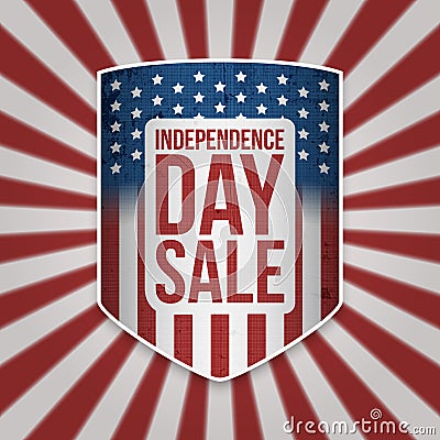 Independence Day Sale Shield with Text Vector Illustration