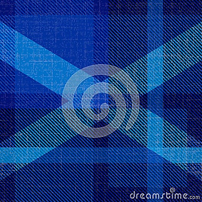 Independence Day of Scotland. 24 June. Scottish blue tartan. Silhouette of the Scottish flag - white cross Vector Illustration