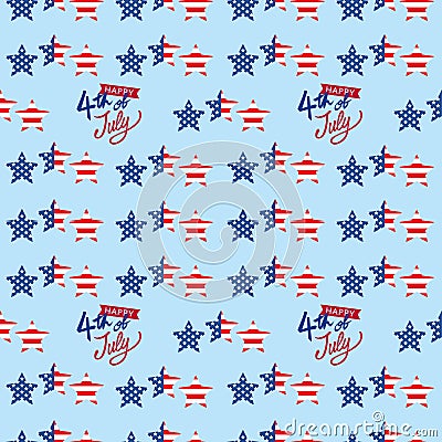 Independence Day Texture with Stars and Stripes and a 4th of July Emblem Stock Photo