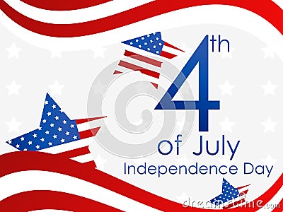 Independence Day 4th of July. Festive banner with stars and the us flag. Vector Vector Illustration