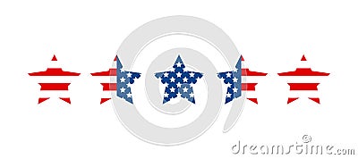 Independence Day United States five stars. USA flag illustration, sign or symbol, traditional patriotic US icons Vector Illustration