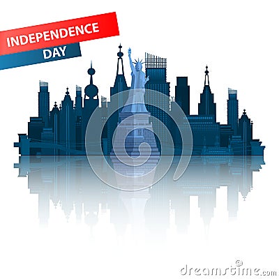 Independence Day United States. New Cartoon Illustration