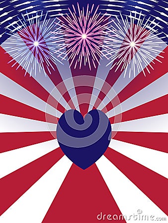 Independence Day USA background with heart. Vector Illustration