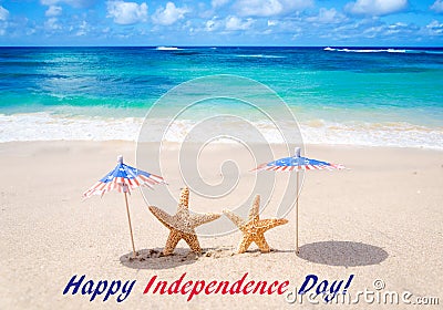 Independence Day USA background with starfishes Stock Photo