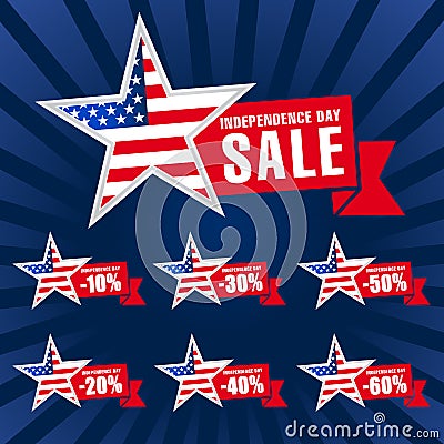 Independence day USA sale logotypes. Vector Illustration