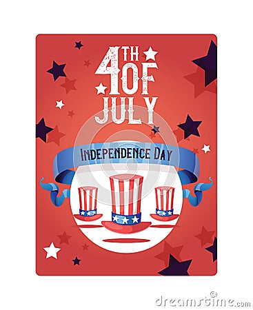 Independence day vector american day hat flag of america freedom backdrop patriotic fourth july holiday background Vector Illustration