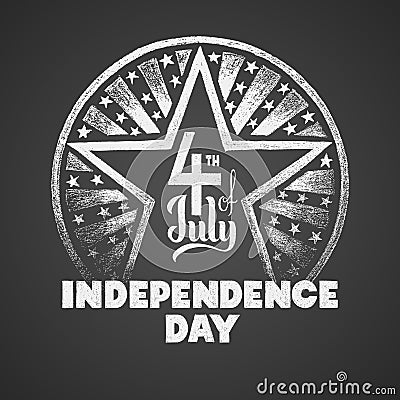 Independence day. Vector chalk drawing on textured blackboard Vector Illustration