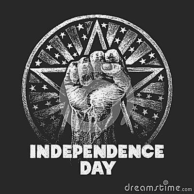 Independence day. Vector chalk drawing on textured blackboard Vector Illustration