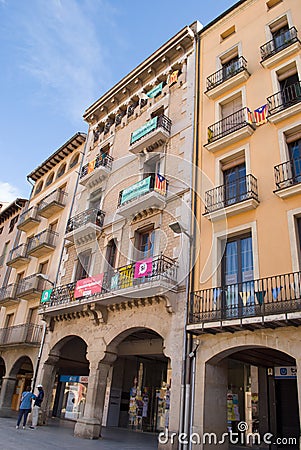 Independence flags in Vic, catalonia Editorial Stock Photo