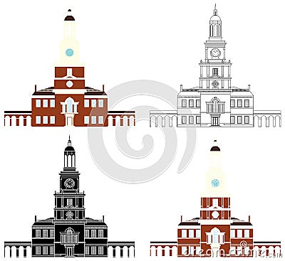 Independence hall of Philadelphia colored Vector Illustration