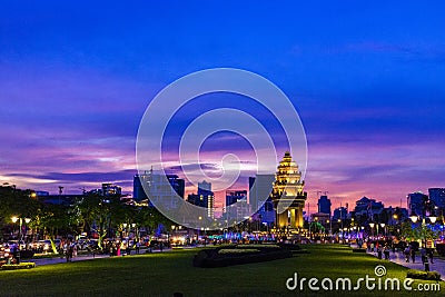 Independence Monument in downtown Phnom Penh Editorial Stock Photo